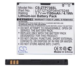 CAMERON SINO ZTE Blade II / Atlas 3.5W CAMERON SINO Li-Ion akku 3.7V/1100mAh, Orange Li3712T42P3h475248 kompatibilis, FEKETE CS-ZTP736SL small