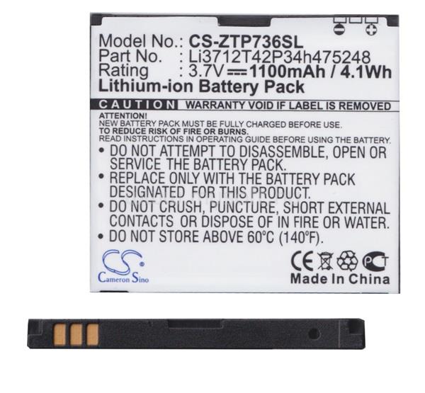 CAMERON SINO ZTE Blade II / Atlas 3.5W CAMERON SINO Li-Ion akku 3.7V/1100mAh, Orange Li3712T42P3h475248 kompatibilis, FEKETE