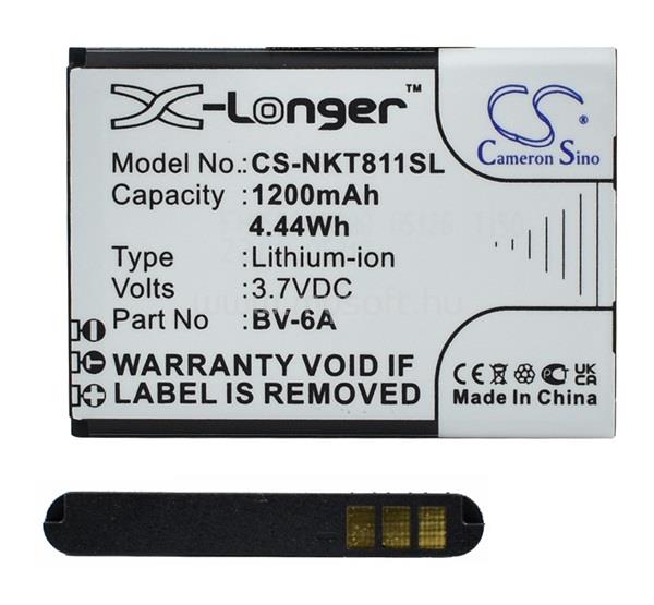 CAMERON SINO Nokia 2720 Flip / 8110 4G (2018) CAMERON SINO Li-Ion akku 3.7V/1200mAh, Nokia BV-6A kompatibilis, FEKETE