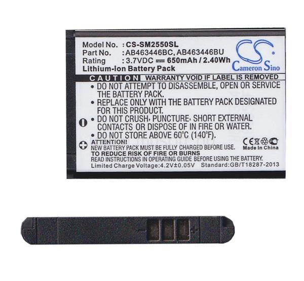 CAMERON SINO Samsung GT-E1270 / GT-E1280 / GT-E1200 CAMERON SINO Li-Ion akku 3.7V/650mAh, Samsung AB463446BC kompatibilis, FEKETE