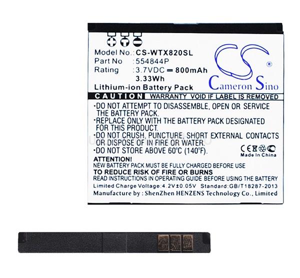 CAMERON SINO Li-Ion akku 3.7V/800mAh, Wayteq 554844P kompatibilis, FEKETE