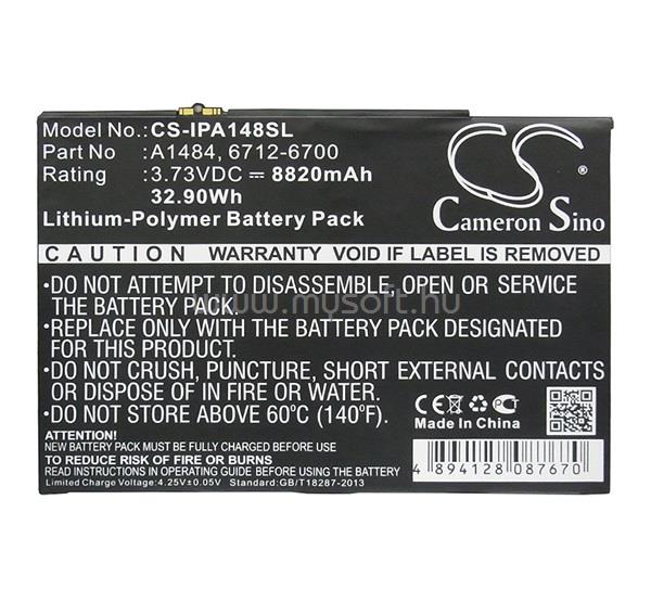 CAMERON SINO IPAD Air Li-Polymer akku 3.73V/8820mAh, Apple 6712-6700 kompatibilis, FEKETE