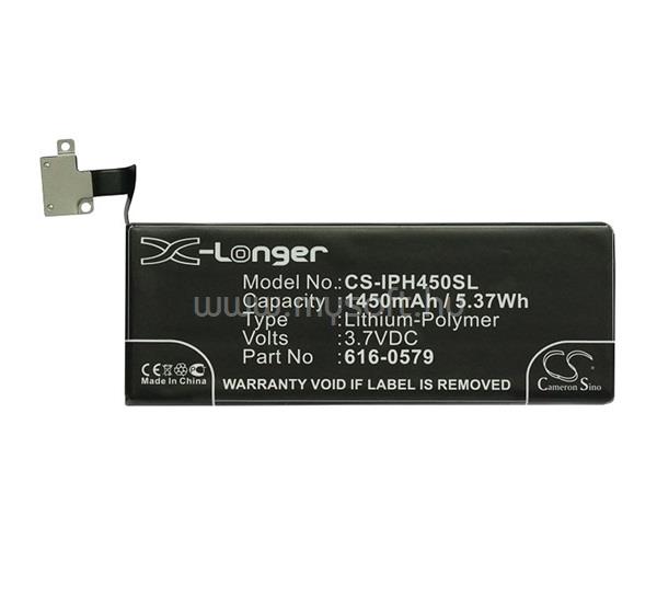 CAMERON SINO iPhone 4S Li-Polymer akku 3.7V/1450mAh, Apple 616-0479 kompatibilis, FEKETE