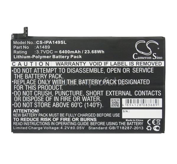 CAMERON SINO IPAD mini 3 / mini 2 Li-Polymer akku 3.7V/6400mAh, Apple A1489 kompatibilis, FEKETE