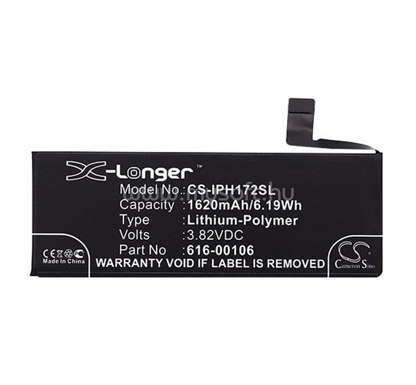 CAMERON SINO iPhone SE (2016) Li-Polymer akku 3.82V/1620mAh, Apple 616-00106 kompatibilis, FEKETE