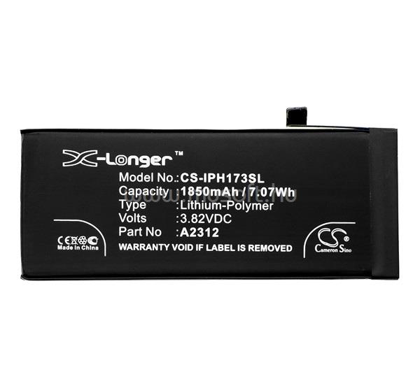 CAMERON SINO iPhone SE 2 (2020) Li-Polymer akku 3.82V/1850mAh, Apple A2312 kompatibilis, FEKETE