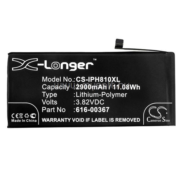 CAMERON SINO iPhone 8 Plus 5.5 Li-Polymer akku 3.82V/2900mAh, Apple 616-00367 kompatibilis, FEKETE