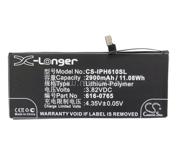 CAMERON SINO iPhone 6 Plus 5.5 Li-Polymer akku 3.82V/2900mAh, Apple 616-0765 kompatibilis, FEKETE