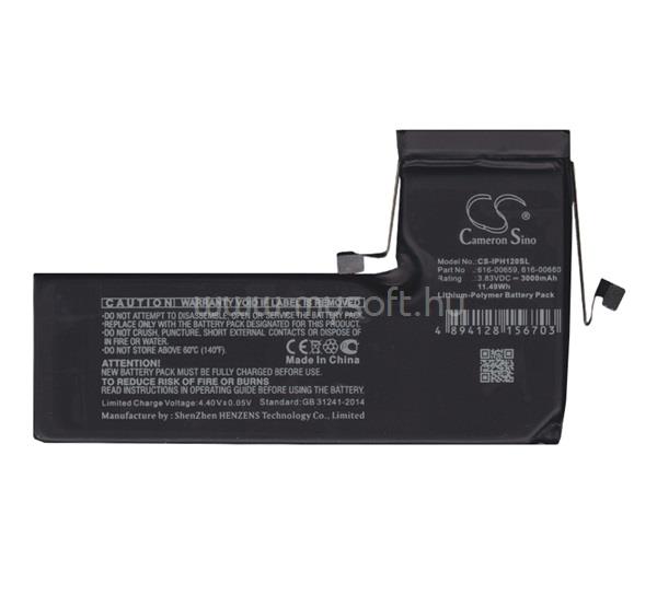 CAMERON SINO iPhone 11 Pro Li-Polymer akku 3.83V/3000mAh, Apple 616-00659 kompatibilis, FEKETE
