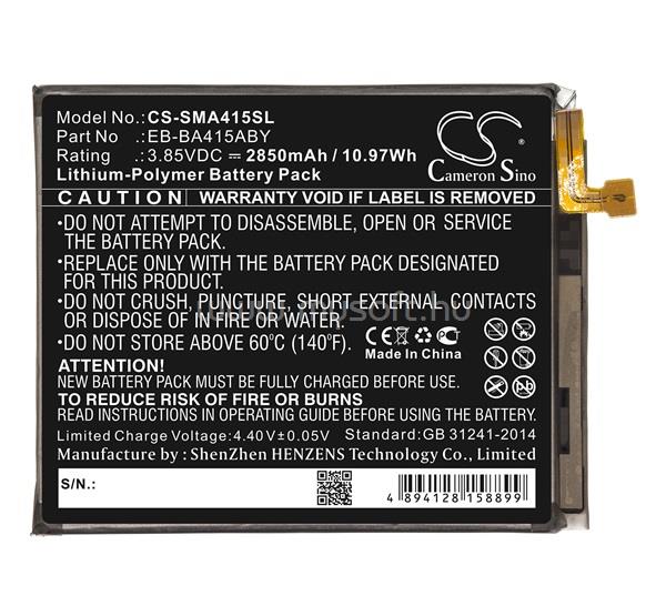 CAMERON SINO Samsung A41 CAMERON SINO Li-Polymer akku 3.85V/2850mAh, Samsung EB-BA415ABY kompatibilis, FEKETE