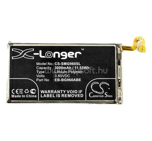 CAMERON SINO Samsung S9 CAMERON SINO Li-Polymer akku 3.85V/3000mAh, Samsung EB-BG960ABE kompatibilis, FEKETE
