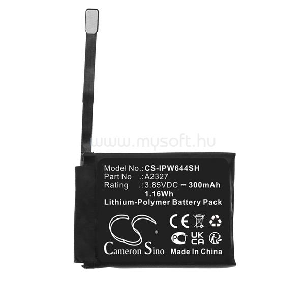 CAMERON SINO Apple Watch Series 6 44mm Li-Polymer akku 3.85V/300mAh, Apple A2327 kompatibilis, FEKETE