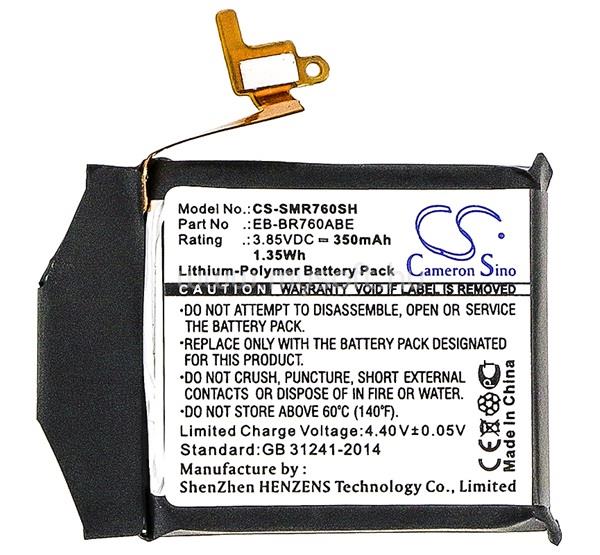 CAMERON SINO Samsung Gear S3 Frontier Li-Polymer akku 3.85V/350mAh, Samsung EB-BR760 kompatibilis, FEKETE