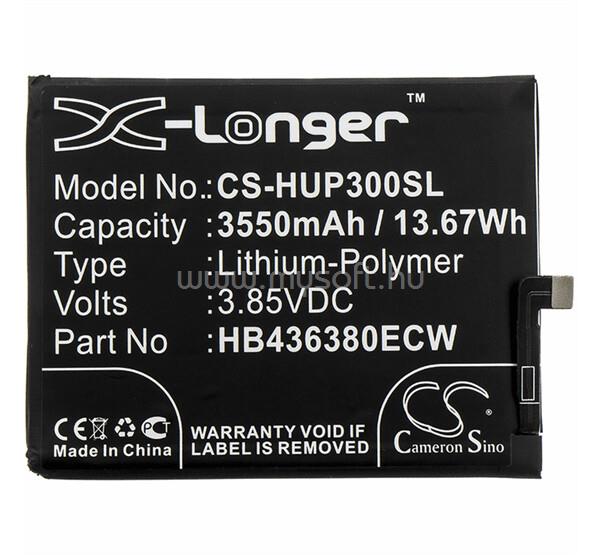 CAMERON SINO Huawei P30 Li-Polymer akku 3.85V/3550mAh, Huawei HB436380ECW kompatibilis, FEKETE