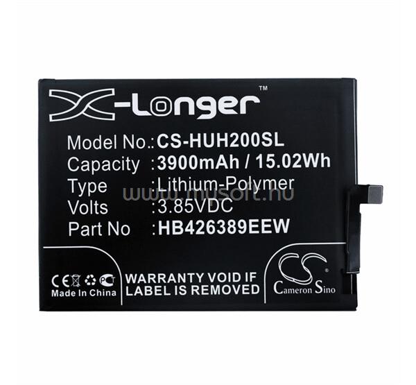 CAMERON SINO Honor 20 / 10i Li-Polymer akku 3.85V/3900mAh, Huawei HB426389ECW kompatibilis, FEKETE