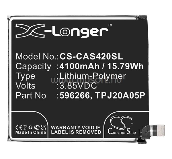 CAMERON SINO CAT S42 Li-Polymer akku 3.85V/4100mAh, CAT 596266 kompatibilis, FEKETE