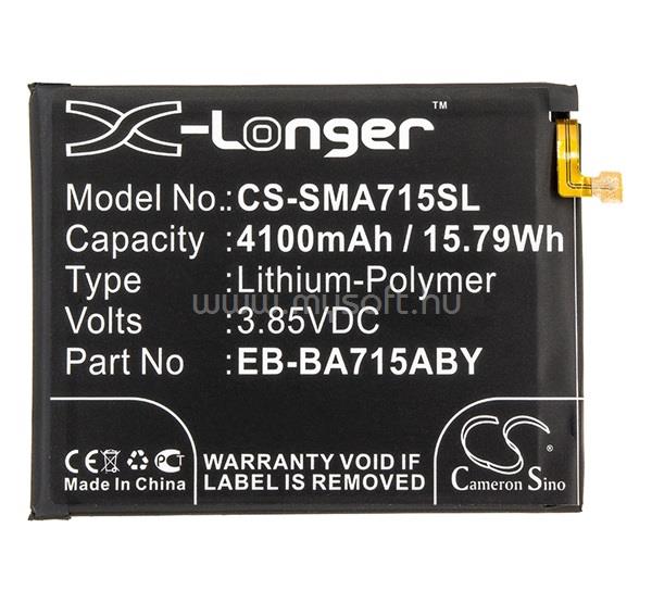 CAMERON SINO Samsung A71 5G / A71 CAMERON SINO Li-Polymer akku 3.85V/4100mAh, Samsung EB-BA715ABY kompatibilis, FEKETE