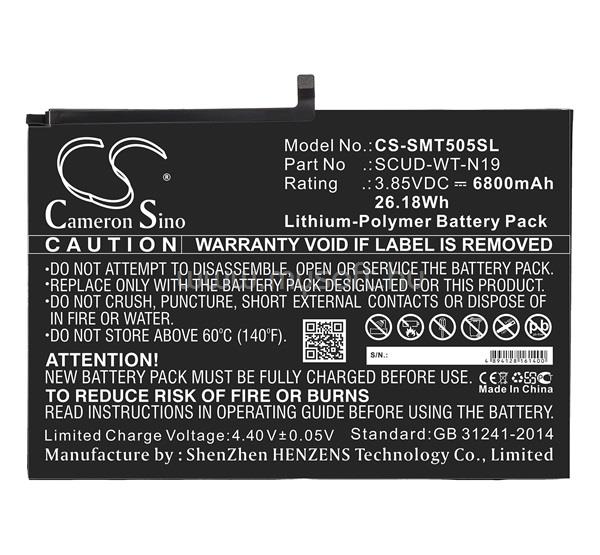 CAMERON SINO Samsung Tab A7 10.4 (2022) Li-Polymer akku 3.85V/6800mAh, Samsung SCUD-WT-N19 kompatibilis