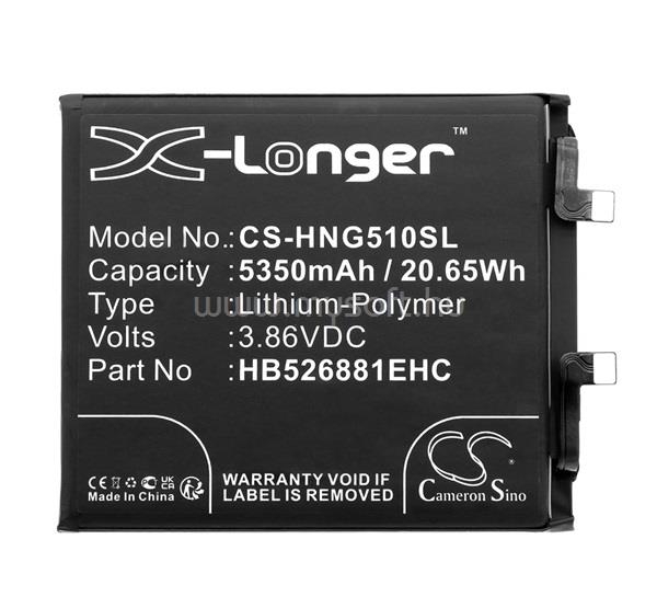 CAMERON SINO Honor Magic 5 Pro 5G Li-Polymer akku 3, Honor HB526881EHC kompatibilis, FEKETE