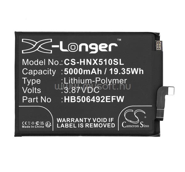 CAMERON SINO Honor Magic 6 Lite / Magic 5 Lite 5G CAMERON SINO Li-Polymer akku 3, Honor HB506492EFW kompatibilis, FEKETE