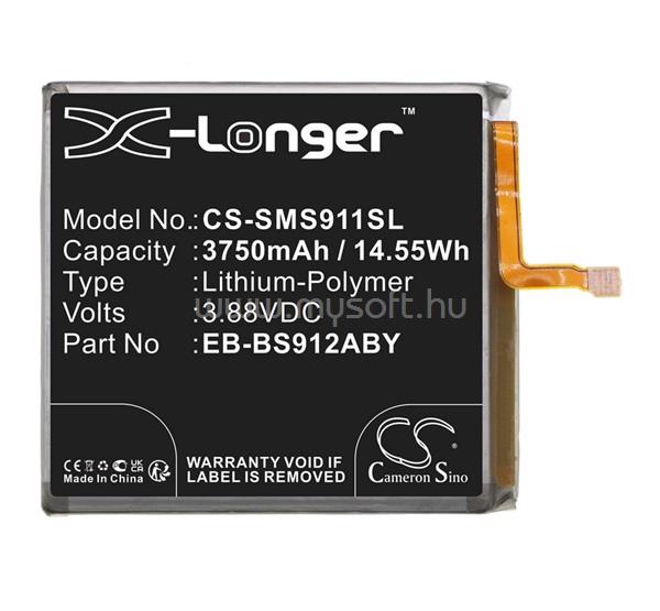 CAMERON SINO Samsung S23 CAMERON SINO Li-Polymer akku 3.88V/3750mAh, Samsung EB-BS912ABY kompatibilis, FEKETE