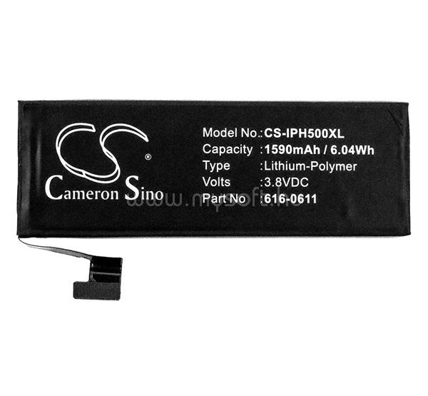 CAMERON SINO iPhone 5 CAMERON SINO Li-Polymer akku 3.8V/1590mAh, Apple 616-0610 kompatibilis, FEKETE