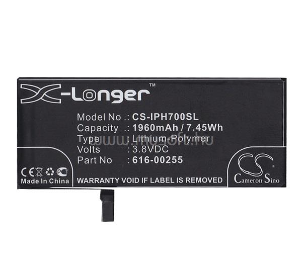 CAMERON SINO iPhone 7 4.7 Li-Polymer akku 3.8V/1960mAh, Apple 616-00255 kompatibilis