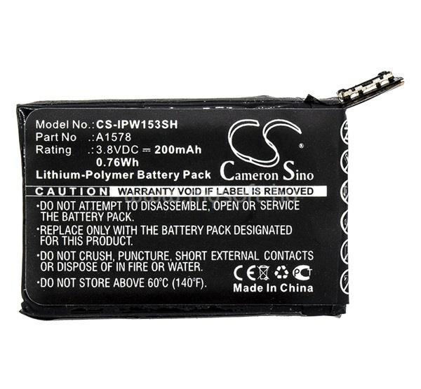 CAMERON SINO Apple Watch Series 1 38mm Li-Polymer akku 3.8V/200mAh, Apple A1578 kompatibilis, FEKETE