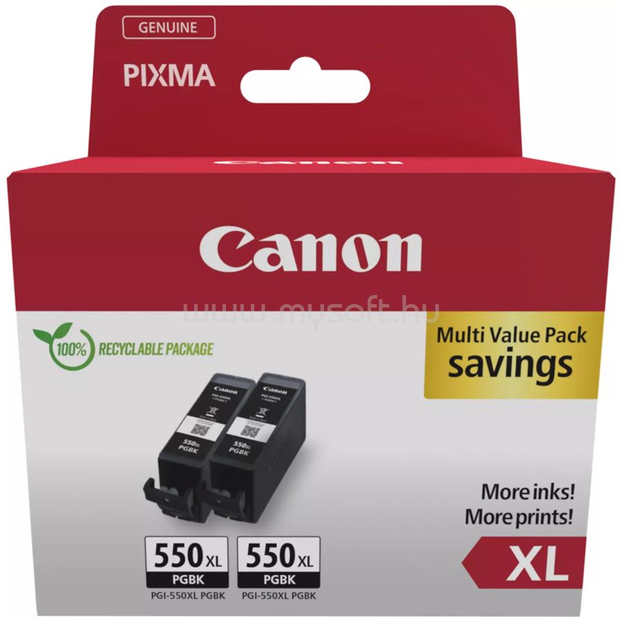 CANON Patron 2x PGI-550PGBK XL Fekete multipakk (2x22ml)