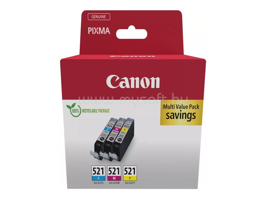 CANON Patron CLI-521 C/M/Y Cián/Magenta/Sárga multipakk (3x9 ml)