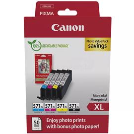 CANON Patron CLI-571XL BK/C/M/Y Fekete/Cián/Magenta/Sárga multipakk + Fotópapír 0332C006 small
