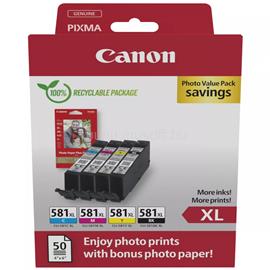 CANON Patron CLI-581XL BK/C/M/Y Fekete/Cián/Magenta/Sárga multipakk + Fotópapír 2052C006 small