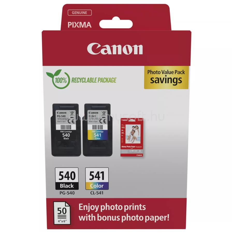 CANON Patron PG-540BK/CL-541Color Fekete/Színes multipakk (1x8ml/1x8ml) + Fotópapír