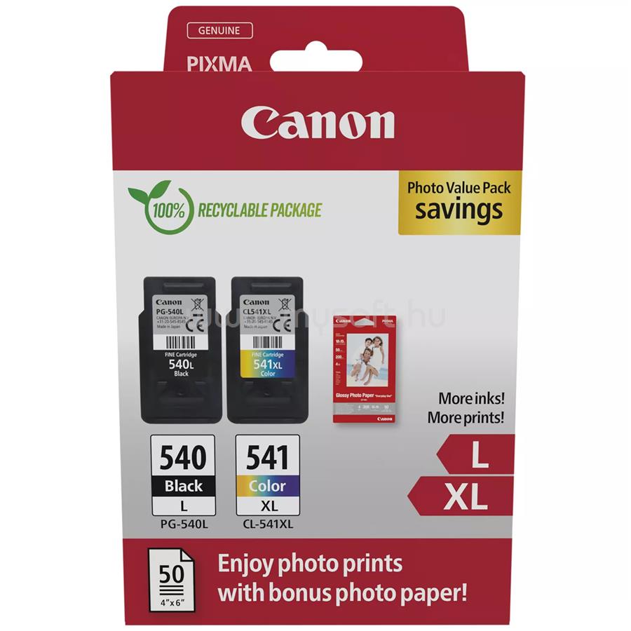 CANON Patron PG-540L Black / CL-541XL Color Fekete/Színes multipakk (1x11ml/1x15ml) + Fotópapír