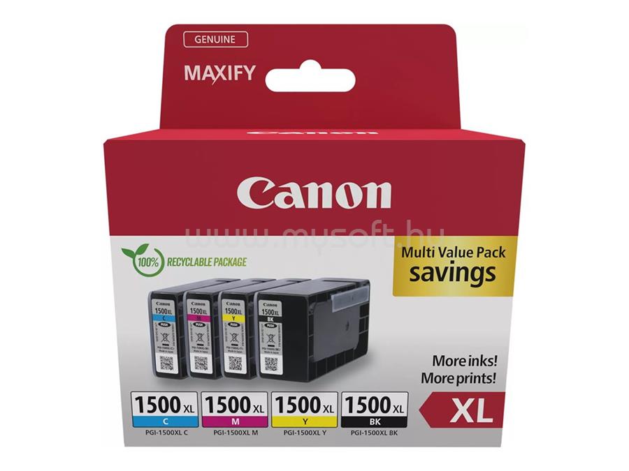 CANON patron PGI-1500XL BK/C/M/Y Fekete/Cián/Magenta/Sárga multipakk (1x34,7ml/3x12ml)