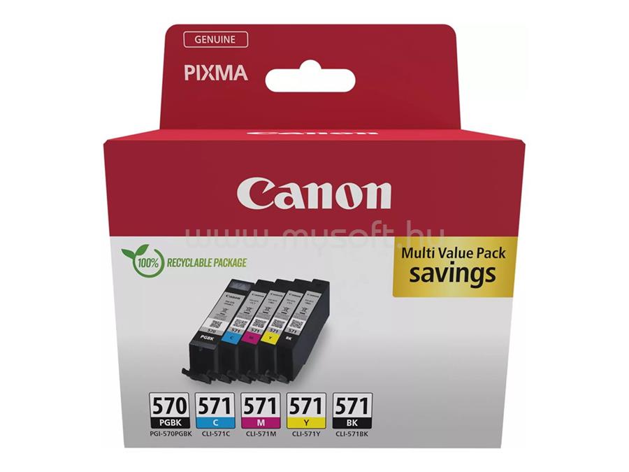 CANON Patron PGI-570PGBK/ CLI-571BK/C/M/Y Pigment Fekete/Fekete/Cián/Magenta/Sárga multipakk (1x15ml/4x7ml)