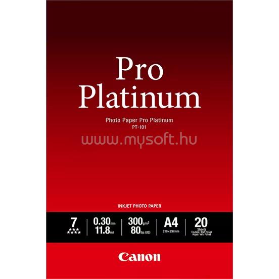 CANON PT-101 pro platinum fotópapír 300g/m2 A4 20 lap 1-pack