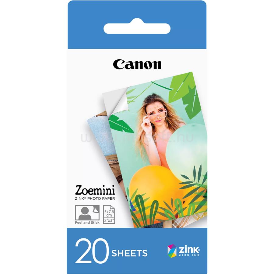 CANON Zink Zoemini fotópapír (5x7.6cm, 20 lap)