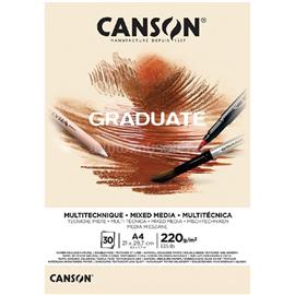 CANSON Graduate Mixed Media A4, álló, 220 g/m2, ragasztott, natúr színű rajzpapírtömb C400110368 small
