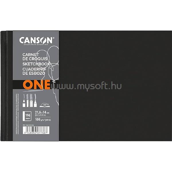 CANSON One 21,6x14 cm, fekvő, 100 g/m2, ragasztott fehér rajzpapírfüzet