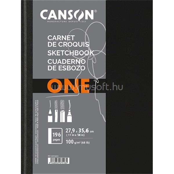 CANSON One 27,9x35,6 cm, álló, 100 g/m2, ragasztott fehér rajzpapírfüzet