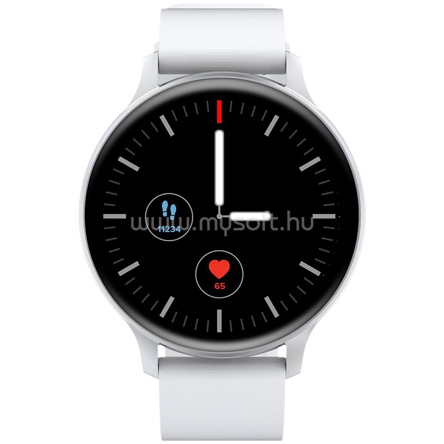 CANYON Badian SW-68, Smartwatch, + plastic bottom case+ white Silicone strap + silver strap