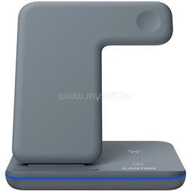 CANYON WS-303, 3in1 Wireless charger, with touch button for Running water light, Input 9V/2A, 12V/2A, Output 15W/10W/7.5W/5W, Type c to USB-A cable length 1.2m, 137*103*140mm, 0.22Kg, Dark Grey CNS-WCS303DG small
