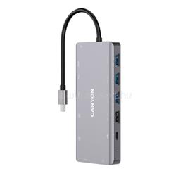 CANYON HUB 13-in-1, USB-C, 3xUSB3.0, 1xUSB2.0, 2xHDMI, VGA, Ethernet, Audio, SD/microSD, szürke - CNS-TDS12 CNS-TDS12 small