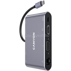 CANYON HUB 8-in-1, USB-C, 3xUSB3.0, 1xUSB-C, HDMI, VGA, Ethernet, Audio, szürke - CNS-TDS14 CNS-TDS14 small