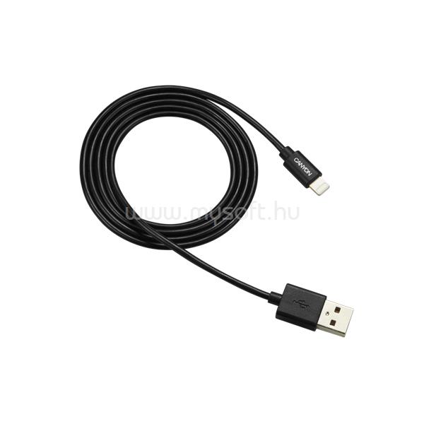 CANYON Töltőkábel, USB - LTG, Apple kompatibilis, fekete - CNS-MFICAB01B