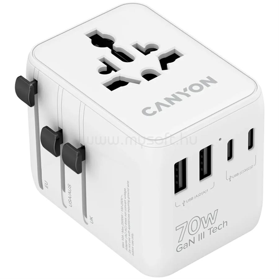 CANYON Travel Adapter OnTour 70 EU/UK/US/AUS 70W (fehér)