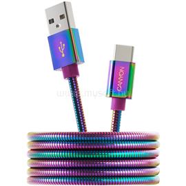 CANYON UC-7 Type C USB 2.0 standard cable, Power output 5V/9V 2A, OD 3.8mm, metal shell, cable length 1.2m, Rainbow, 14*6*1000mm, 0.04kg CNS-USBC7RW small