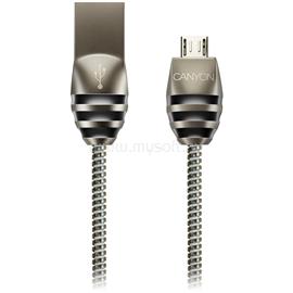 CANYON UM-5 Micro USB 2.0 standard cable, Power & Data output, 5V 2A, OD 3.5mm, metallic Jacket, 1m, gun color, 0.04kg CNS-USBM5DG small
