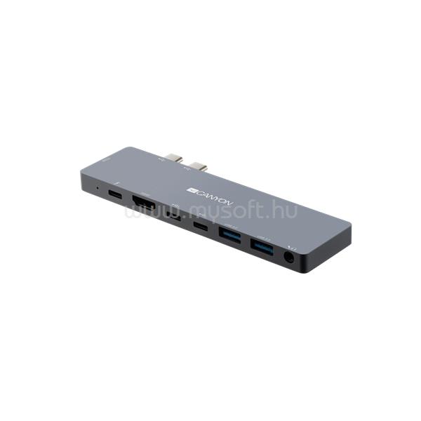 CANYON USB-C HUB Multiport, MacBook-hoz, 8-in-1, USB3.0, HDMI, USB-C, Audio, szürke - CNS-TDS08DG